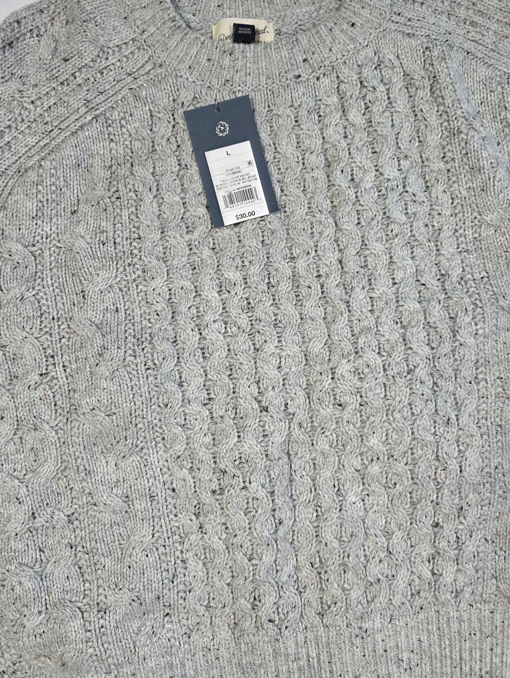 Universal Thread Gray Cable Knit Sweater Size L Chunky Crew Neck - Picture 3 of 8